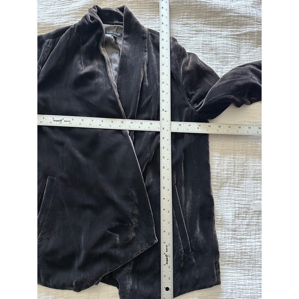 Eileen Fisher Silk Blend Velvet Open Front Blazer Jacket Gray S - Picture 5 of 8